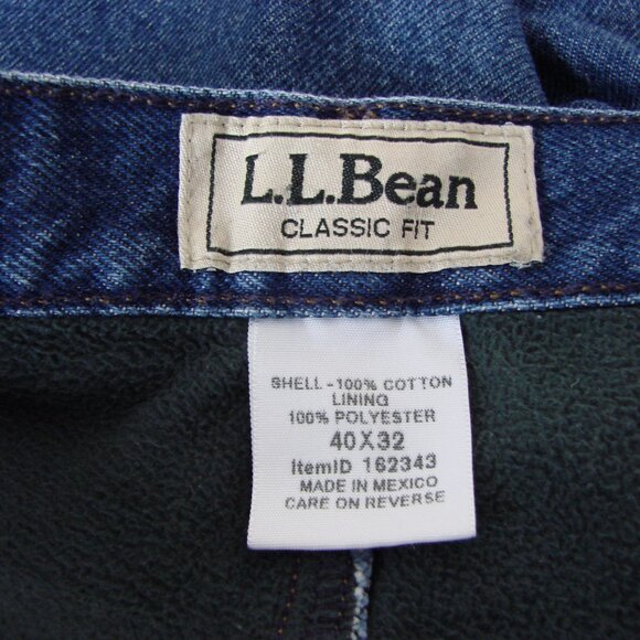 LL Bean Classic Fit Jeans Fleece Lined Work Wear Size 40 x 32 - Picture 7 of 16